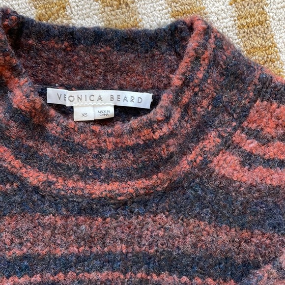 Veronica Beard Alston Merino Wool Sweater Stripes Mock Neck XS - Picture 6 of 6